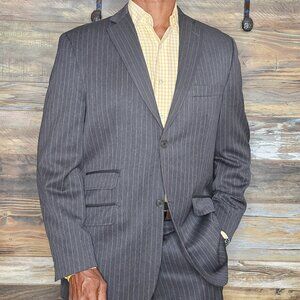Ted Baker Endurance Wool Dual Vent Stitched Lapel Gray Striped Suit 40R X 34W